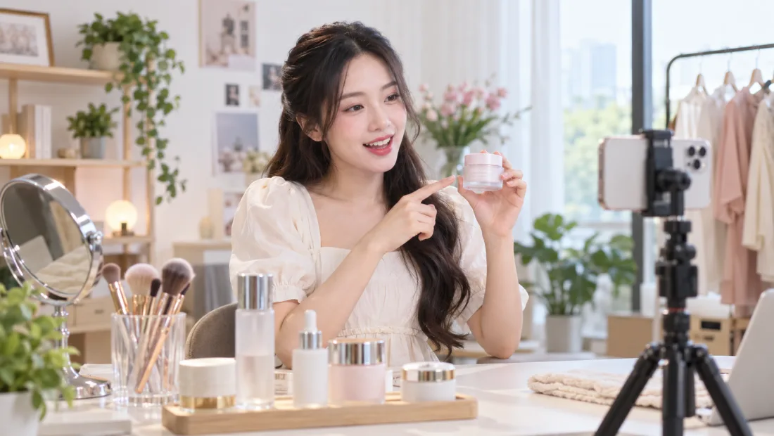 Creator quay nội dung review mỹ phẩm — ảnh minh họa