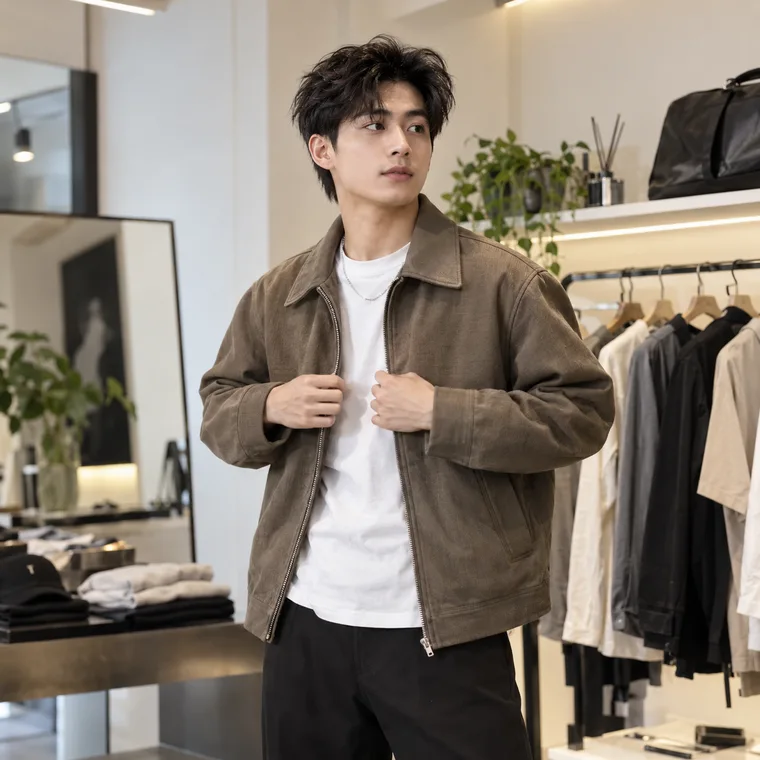 Creator trình diễn áo khoác trong cửa hàng thời trang — ảnh minh họa