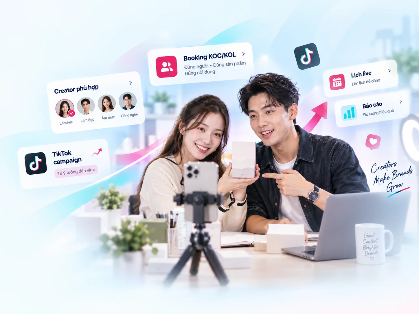Nhãn hàng và creator cùng giới thiệu sản phẩm trong chiến dịch TikTok — ảnh minh họa