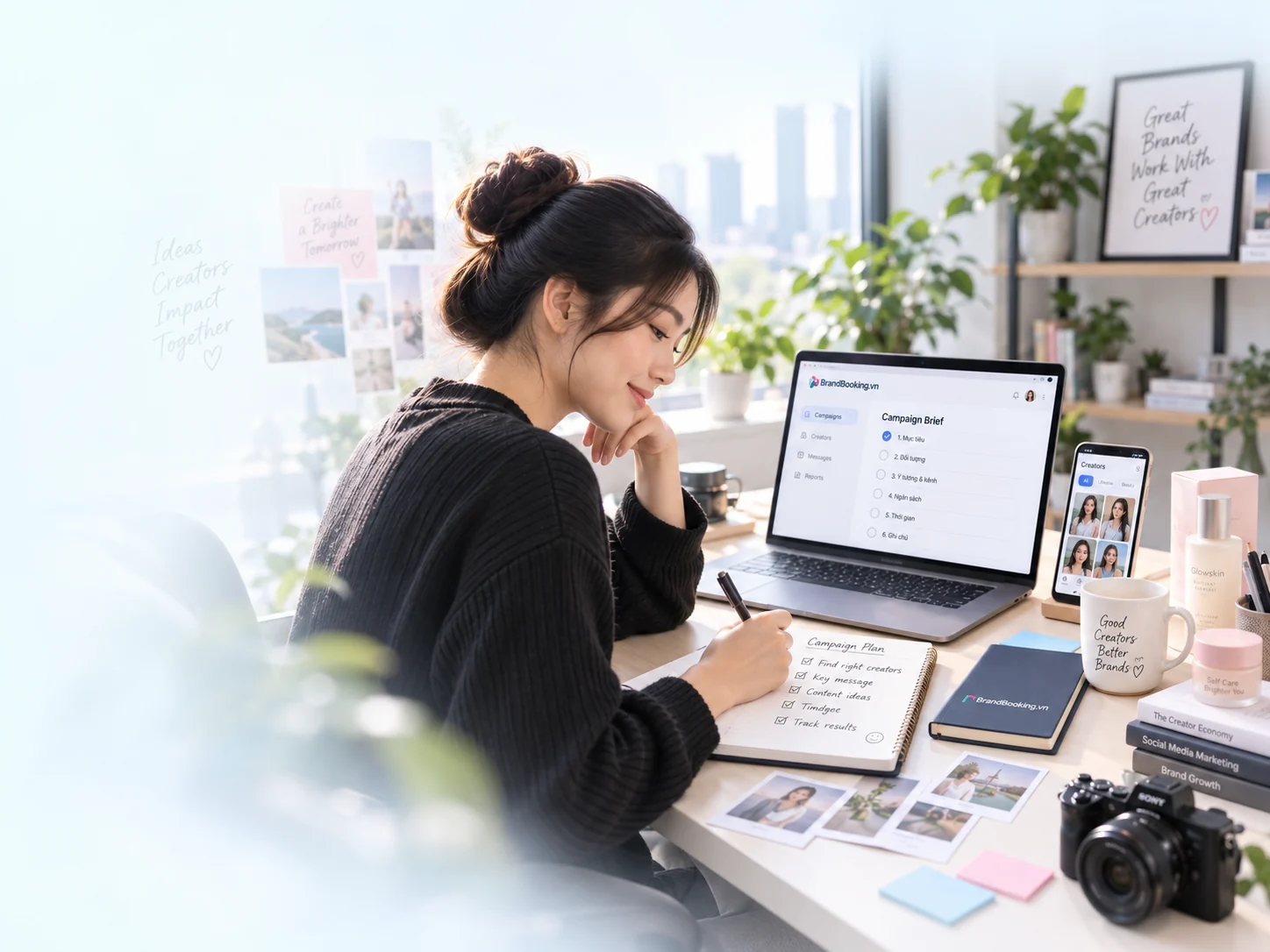 Nhãn hàng chuẩn bị brief và lựa chọn creator cho chiến dịch KOC/KOL — ảnh minh họa